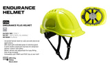 4x Portwest PS54 Lightweight Endurance Plus Work Safety Helmet Hard Hat Yellow Bulk Head Protection for Builder Construction
