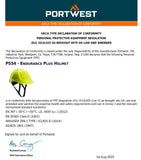 4x Portwest PS54 Lightweight Endurance Plus Work Safety Helmet Hard Hat Yellow Bulk Head Protection for Builder Construction