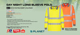 6pcs Portwest EC11 Eco Hi Vis Polo Long Sleeve Shirt Yellow Bulk Work Safety Workwear Reflective Tape High Visibility Class DNC Day & Night
