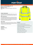 6pcs Portwest EC11 Eco Hi Vis Polo Long Sleeve Shirt Yellow Bulk Work Safety Workwear Reflective Tape High Visibility Class DNC Day & Night