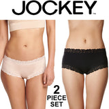 2x Jockey Parisienne Classic Boyleg Lace Womens Underwear Panties Black Dusk Beige Bulk WWLF