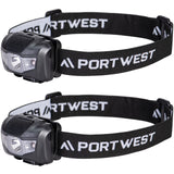 2x Portwest PA71 USB Rechargeable LED Head Torch Light Headlight Headlamp Bulk