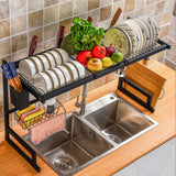 85CM 2 Tier Dish Plate Cutlery Drying Rack Drainer Kitchen Organiser Over Sink