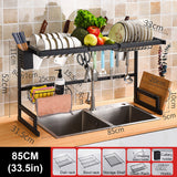 85CM 2 Tier Dish Plate Cutlery Drying Rack Drainer Kitchen Organiser Over Sink