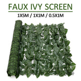 Green Outdoor Plant Ivy Leaf Privacy Wall Screen Fence Panel Garden Yard 1x5m