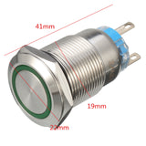 5 Pin 19mm 12V LED Light SPDT Latching ON OFF Push Button Momentary Switch Waterproof