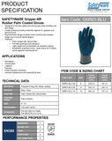 4 Pair Safetyware Gripper Cut Oil Resistant Proof Safety Work Gloves Rubber Palm Coated Bulk for Gardening Mechanic Construction General Purpose