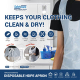 200x Safetyware HDPE Plastic Cover Waterproof Disposable Aprons Gown White Bulk Pack