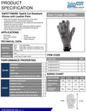 5 Pair Safetyware Heavy Duty Level 5 Cut Resistant Leather Palm Work Gloves Bulk for Gardening Mechanic Construction Builder General Purpose