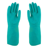 4 Pair Safetyware Chem-Pro Heavy Duty Chemical Resistant Nitrile Work Gloves Bulk Long 18mil Thick Green for Cleaning Oil Dishwashing Kitchen Mechanic General Purpose