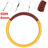 50M 6mm Spiral Wire Cable Push Puller Snake Fish Tape Reel Conduit Rodder Guide