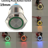 5 Pin 19mm 12V LED Light SPDT Latching ON OFF Push Button Switch Waterproof