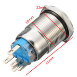 5 Pin 19mm 12V LED Light SPDT Latching ON OFF Push Button Momentary Switch Waterproof