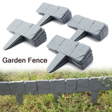 20x Cobblestone Effect Plastic Fence Garden Lawn Plant Edging Border Grey Panels