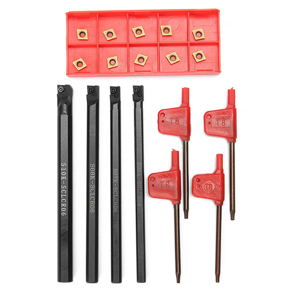6/7/8/10mm Turning Tool Holder Lathe Boring Bar CCMT0602 Carbide Inserts with T8 Wrench