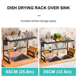 85CM 2 Tier Dish Plate Cutlery Drying Rack Drainer Kitchen Organiser Over Sink