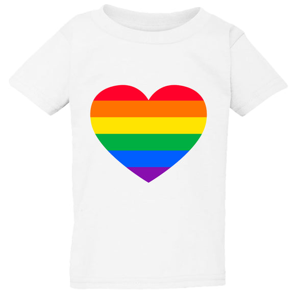 LGBTQ Colourful Rainbow Gay Pride Heart White Boys Girls T Shirt Tee Kids Top
