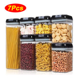 7 Pcs Airtight Plastic Food Storage Container Set Kitchen Organiser Lids Box