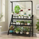 3 layer Folding Flower Shelf Wooden Plant Stand Rack Indoor Outdoor Garden