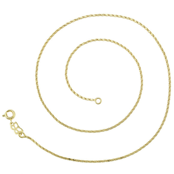 18k Yellow Gold Plated 40cm 16'' Wan Zi Necklace 1mm Solid Chain for Pendant