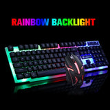 RGB Backlight Backlit USB Gaming Mechanical Keyboard and Optical Mouse Combo Set