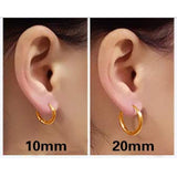 2pcs 10/20mm Silver Black Rose Gold Surgical Steel Sleeper Hoop Earrings Men Women Unisex