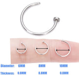 3pcs 6mm 8mm 10mm Silver Surgical Steel Lip Ear Nose Ring Hoop Earrings Body