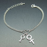 18k white Gold plated gender sex symbol men women unisex bangle bracelet
