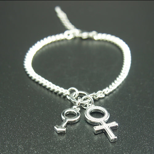 18k white Gold plated gender sex symbol men women unisex bangle bracelet