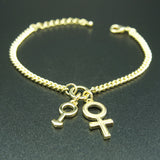 18k yellow Gold plated gender sex symbol men women unisex bangle bracelet