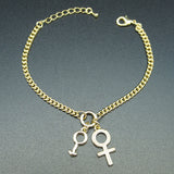 18k yellow Gold plated gender sex symbol men women unisex bangle bracelet