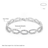 Silver Elegant Brilliant Bangle Bracelet with Cystals