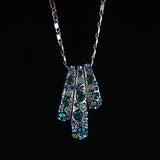 14k white Gold plated with crystals brilliant blue pendant necklace