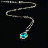 18k white Gold plated with crystals Diamond cut blue pendant necklace