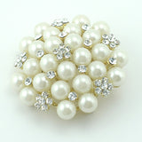 14k yellow Gold plated with crystals white pearls brooch pin