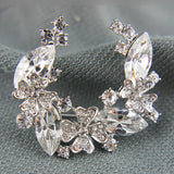 18k white Gold plated Diamond simulant wth crystals solid brooch pin