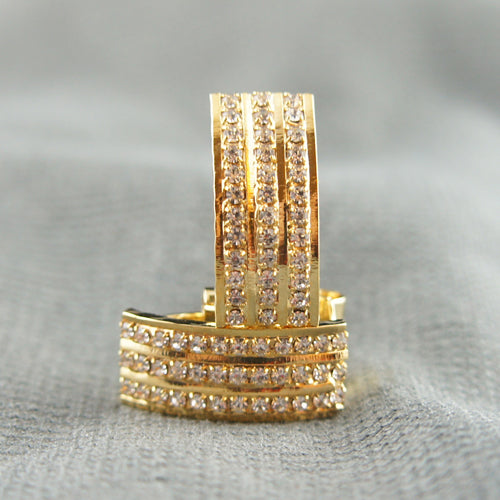 18k Gold GF with crystals huggie brilliant elegant earrings