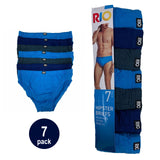 Rio 7 Pack Bulk Mens Cotton Plain Hipster Briefs Undies Underwear Blue Grey 64K Pack 64 MXL47W