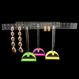 Yellow white clear perspex T-bar earrings ear jewellery display stand holder