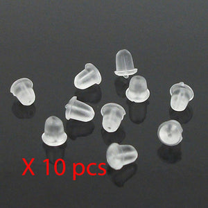 X10 Earrings Plastic Rubber Plug Stud Stoppers Jewellery Findings Post Backing Back
