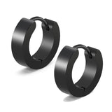 Black Huggie Hoop 13mm Stainless Steel Square Sleeper Earrings Non-allergenic