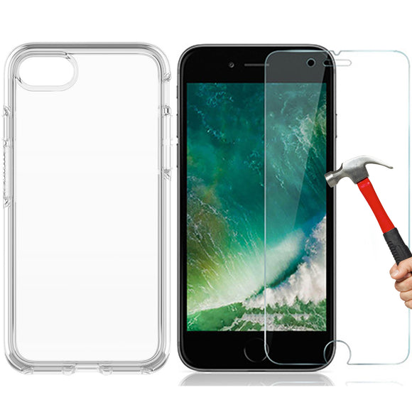 Apple iPhone 8 clear case cover and tempered glass front screen protector