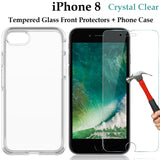 Apple iPhone 8 clear case cover and tempered glass front screen protector