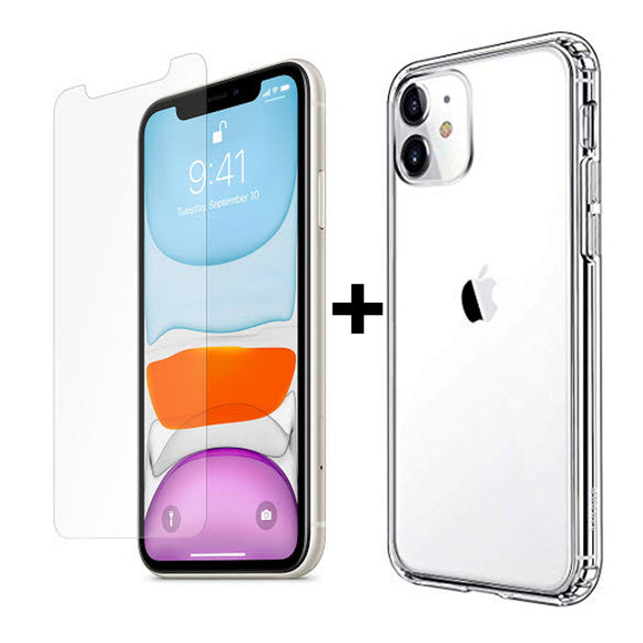 Apple iPhone 11 clear case cover and 4H anti-scratch front screen protector