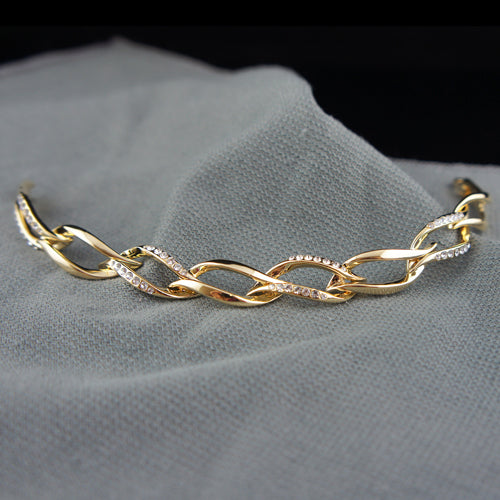 14k Gold plated with crystals elegant bangle bracelet
