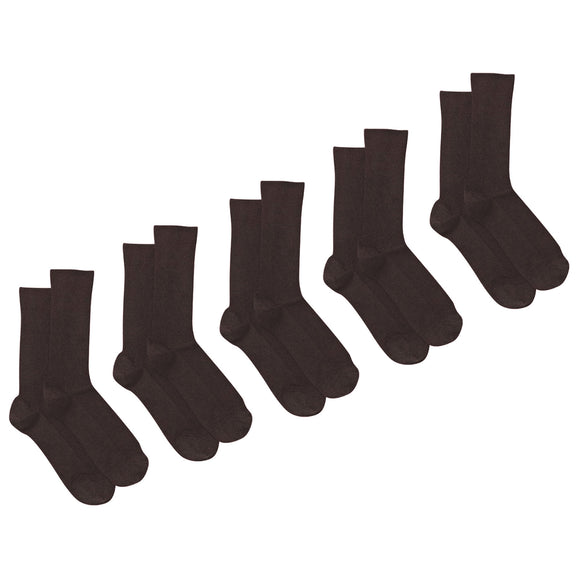 Holeproof 5 Pairs Socks Men Merino Wool Blend Rib Business Crew Everyday Brown Taupe Bulk S10012