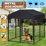 PawGiant Large Dog Pet House Kennel Pen Enclosure Metal Outdoor with Roof Black