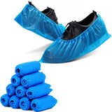 100 Pack Safetyware CPE Anti-Skid Waterproof Disposable Boot Shoe Covers Protector Overshoes Bulk Non Slip Rain Medical Laboratory Cleanroom SC04-BLU
