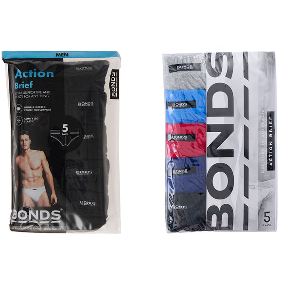 Bonds 10 Pack Mens Action Briefs Support Cotton Undies Underwear M8OS5I Bulk Black Blue Red Grey Navy Assorted