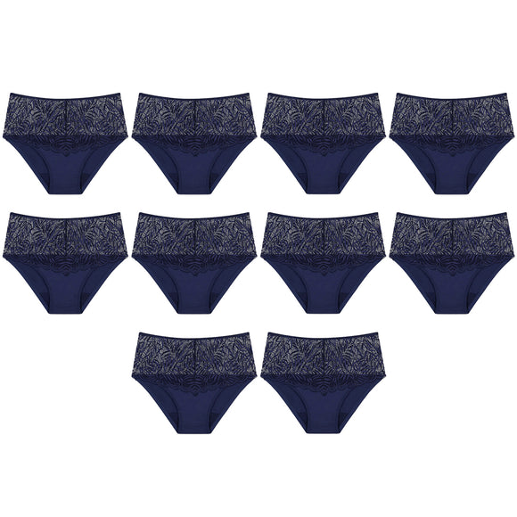 Triumph 10 Pack Essential Lace Maxi Womens Underwear Full Briefs Navy Blue Bulk Undies